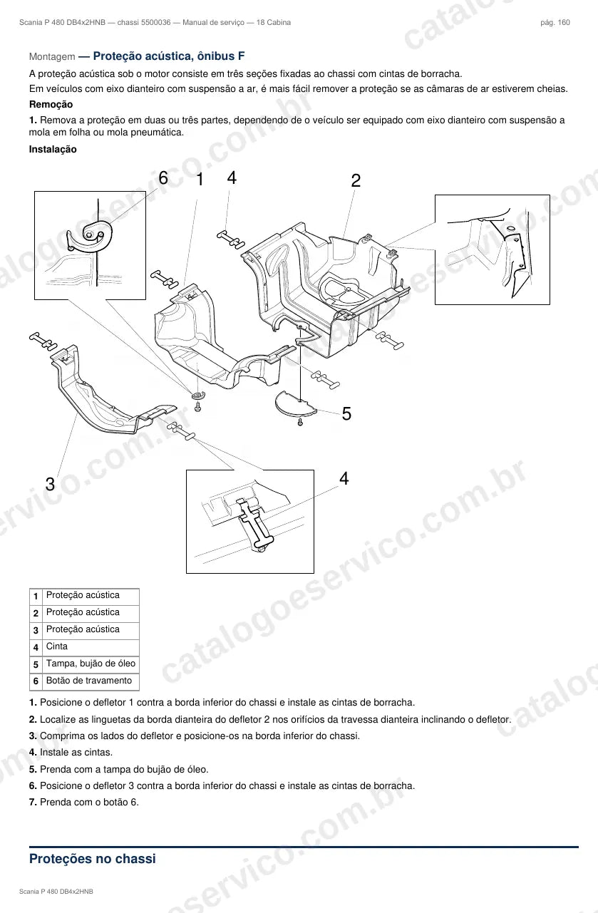 Ilustração do grupo cabine no Manual de Serviço Scania P 480