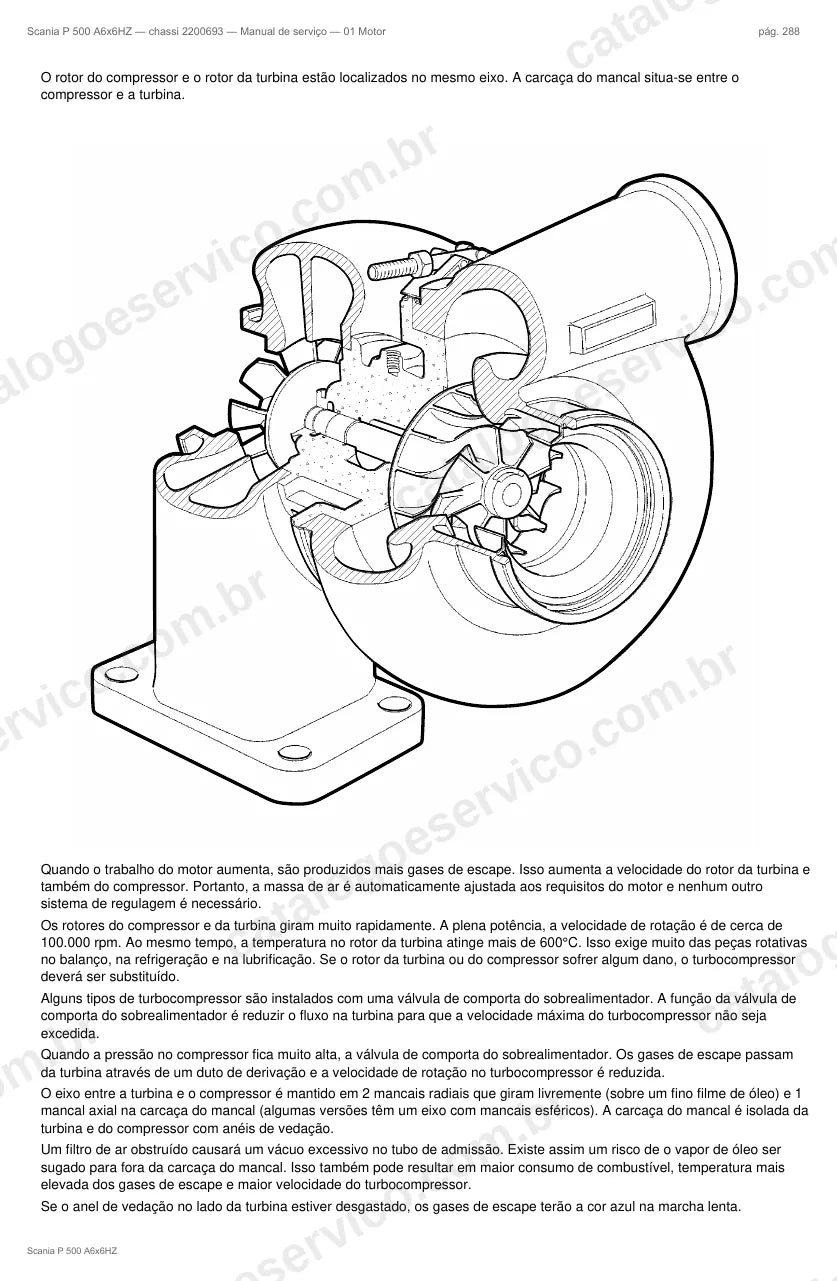 Ilustração do grupo motor no Manual de Serviço Scania P 500