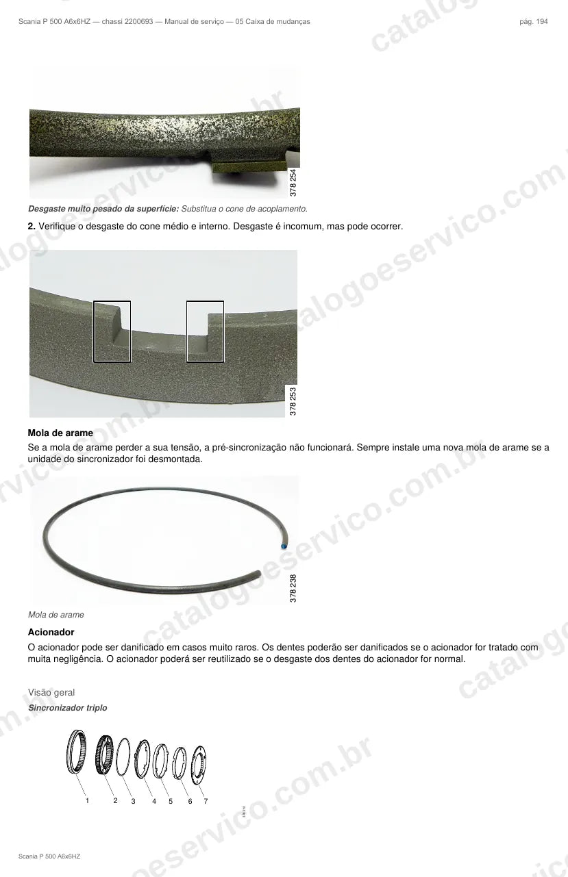 Ilustração do grupo caixa de mudanças no Manual de Serviço Scania P 500