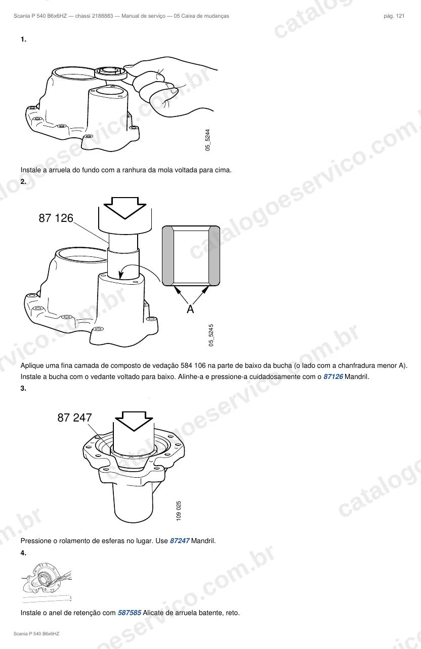 Ilustração do grupo caixa de mudanças no Manual de Serviço Scania P 540