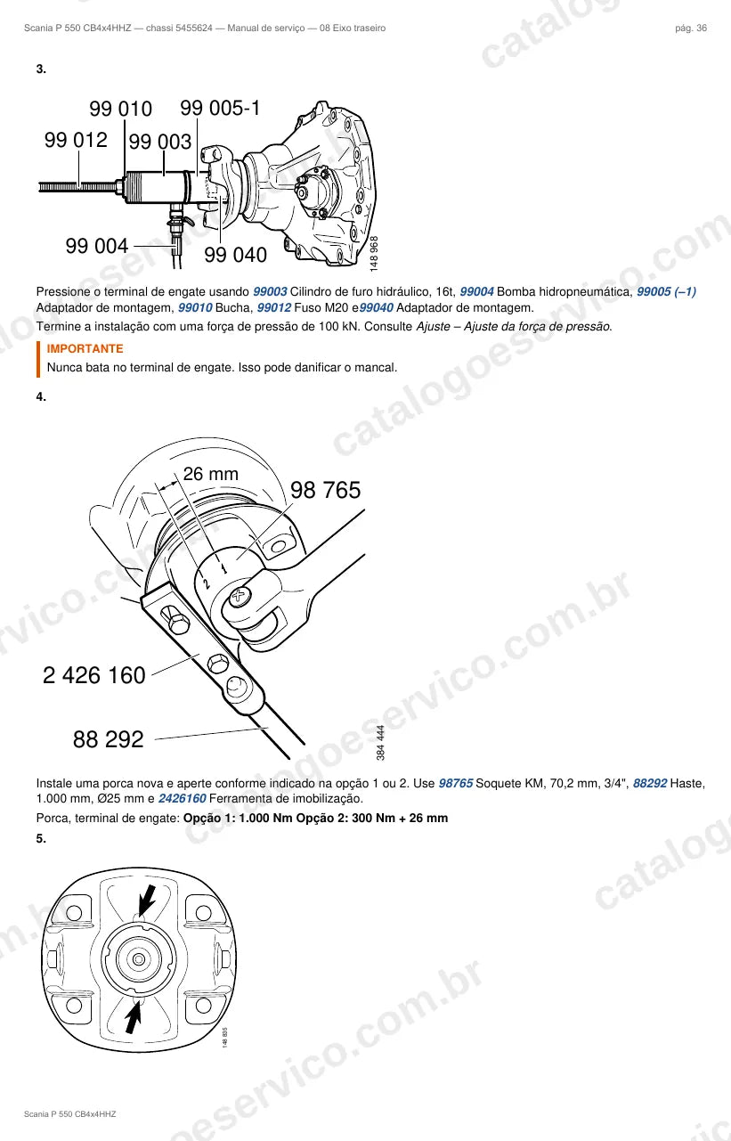 Ilustração do grupo eixo traseiro no Manual de Serviço Scania P 550