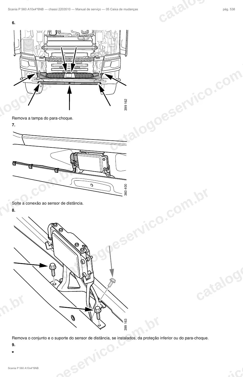Ilustração do grupo caixa de mudanças no Manual de Serviço Scania P 560