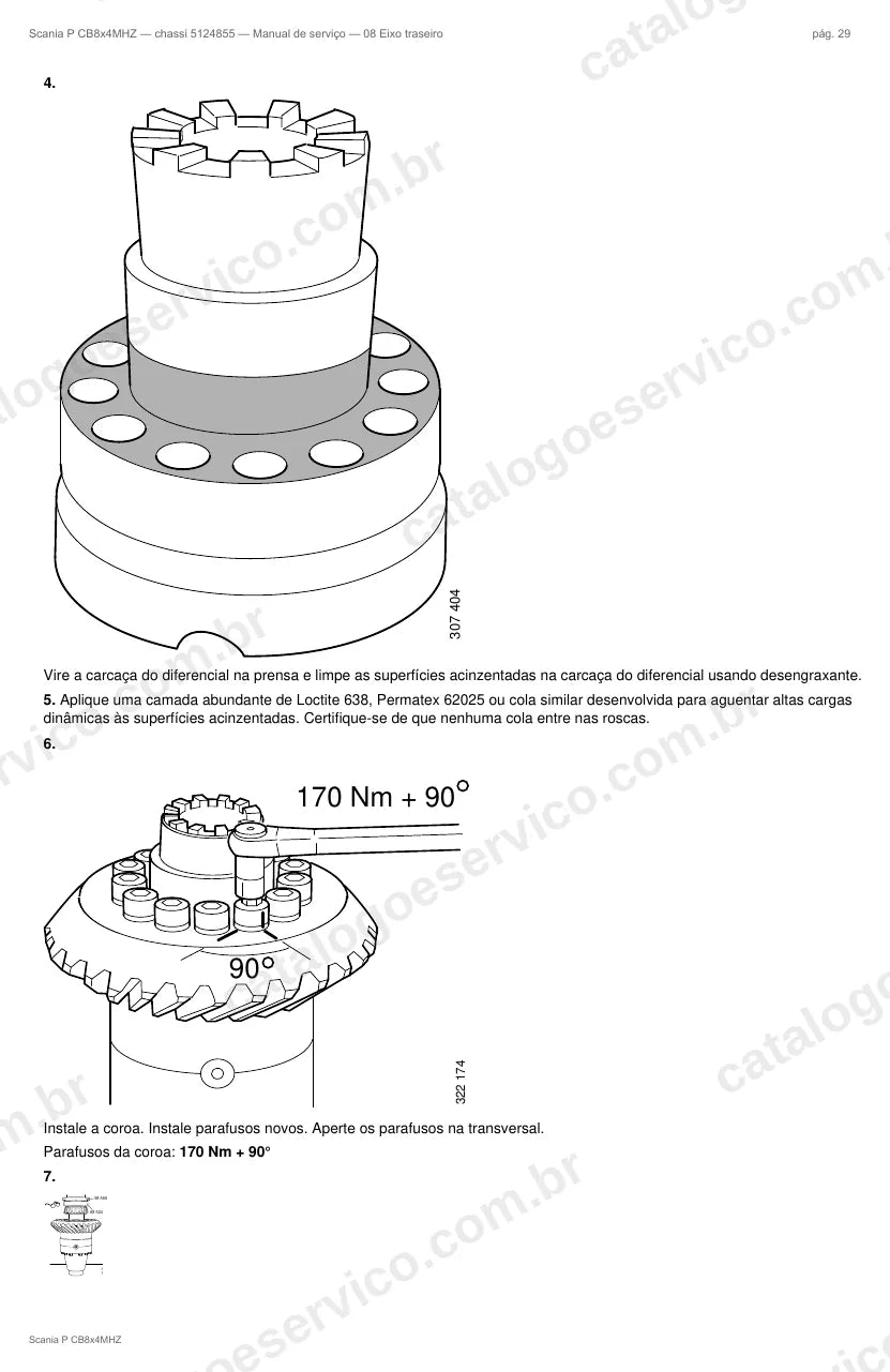 Ilustração do grupo eixo traseiro no Manual de Serviço Scania P 730
