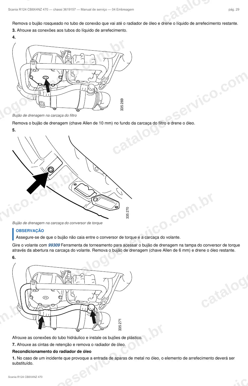 Ilustração do grupo embreagem no Manual de Serviço Scania R 124