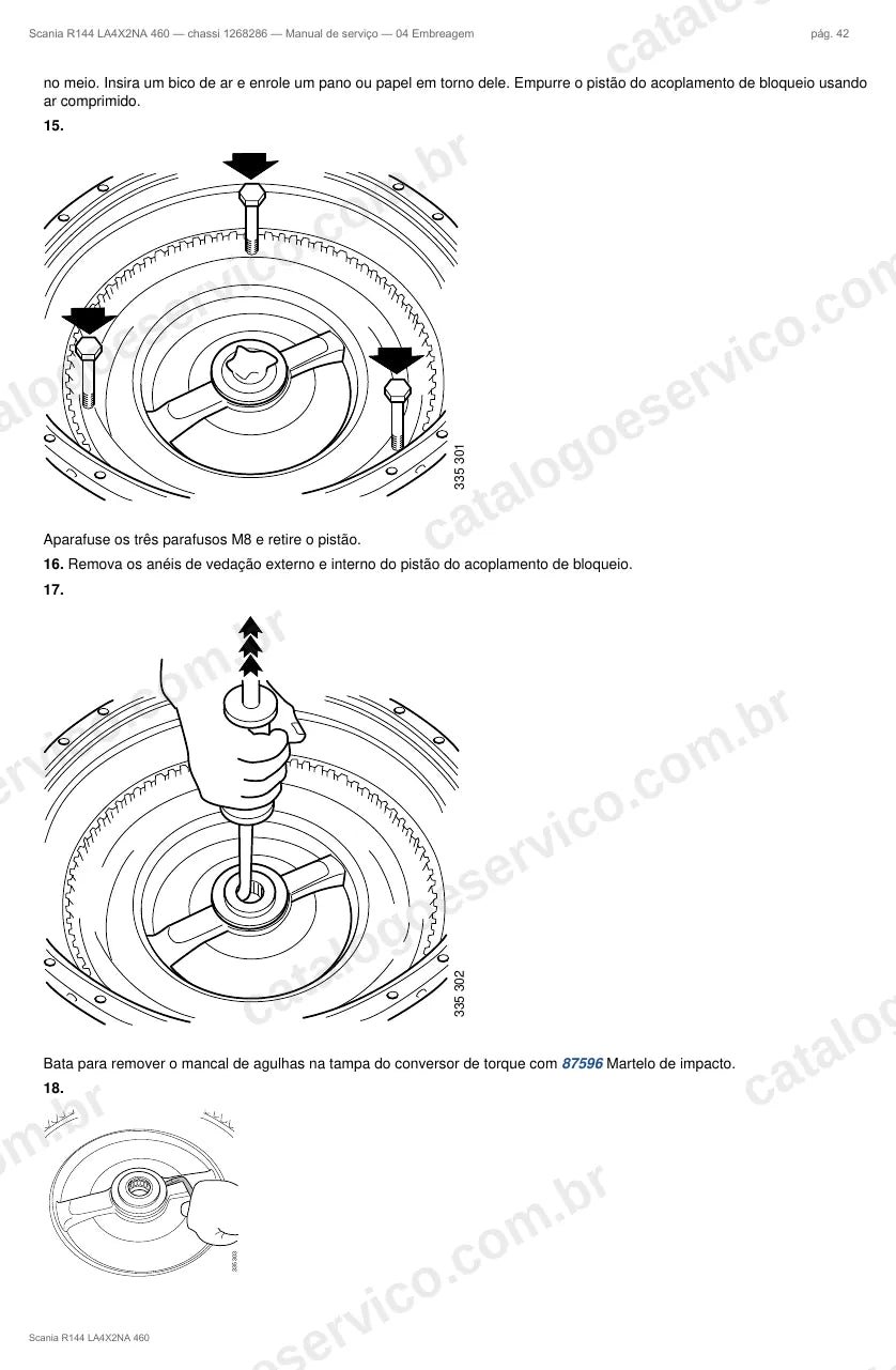 Ilustração do grupo embreagem no Manual de Serviço Scania R 144