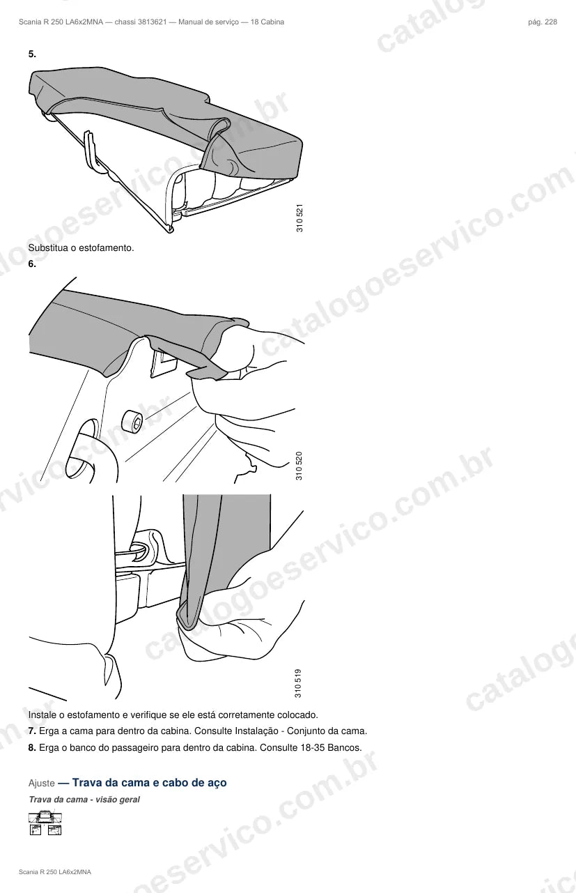Ilustração do grupo cabine no Manual de Serviço Scania R 250