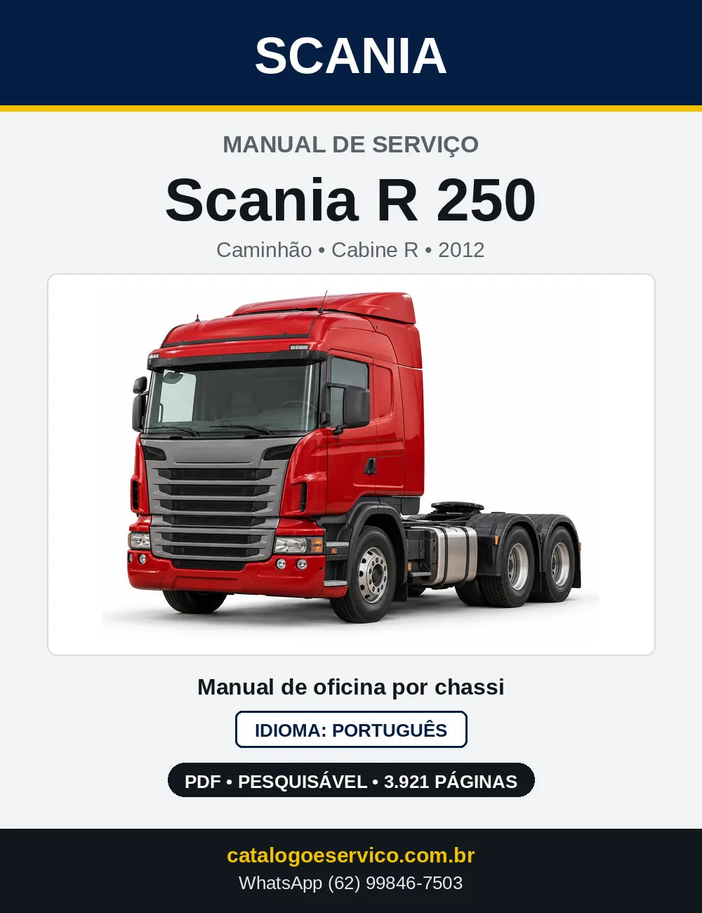 Capa do Manual de Serviço Scania R 250 em PDF