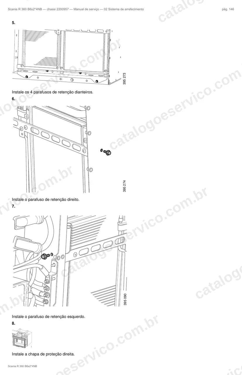 Ilustração do grupo sistema de arrefecimento no Manual de Serviço Scania R 360