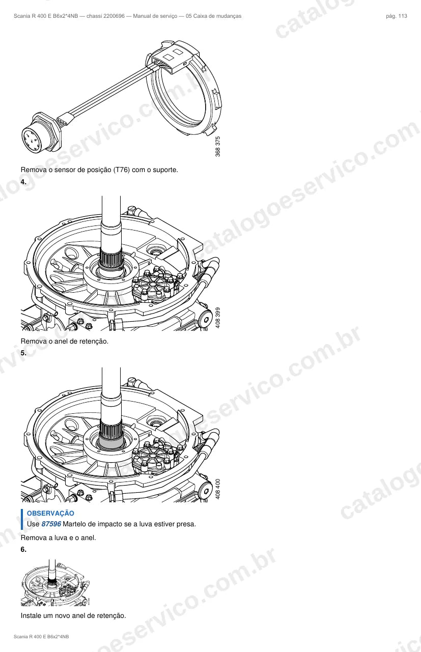 Ilustração do grupo caixa de mudanças no Manual de Serviço Scania R 400