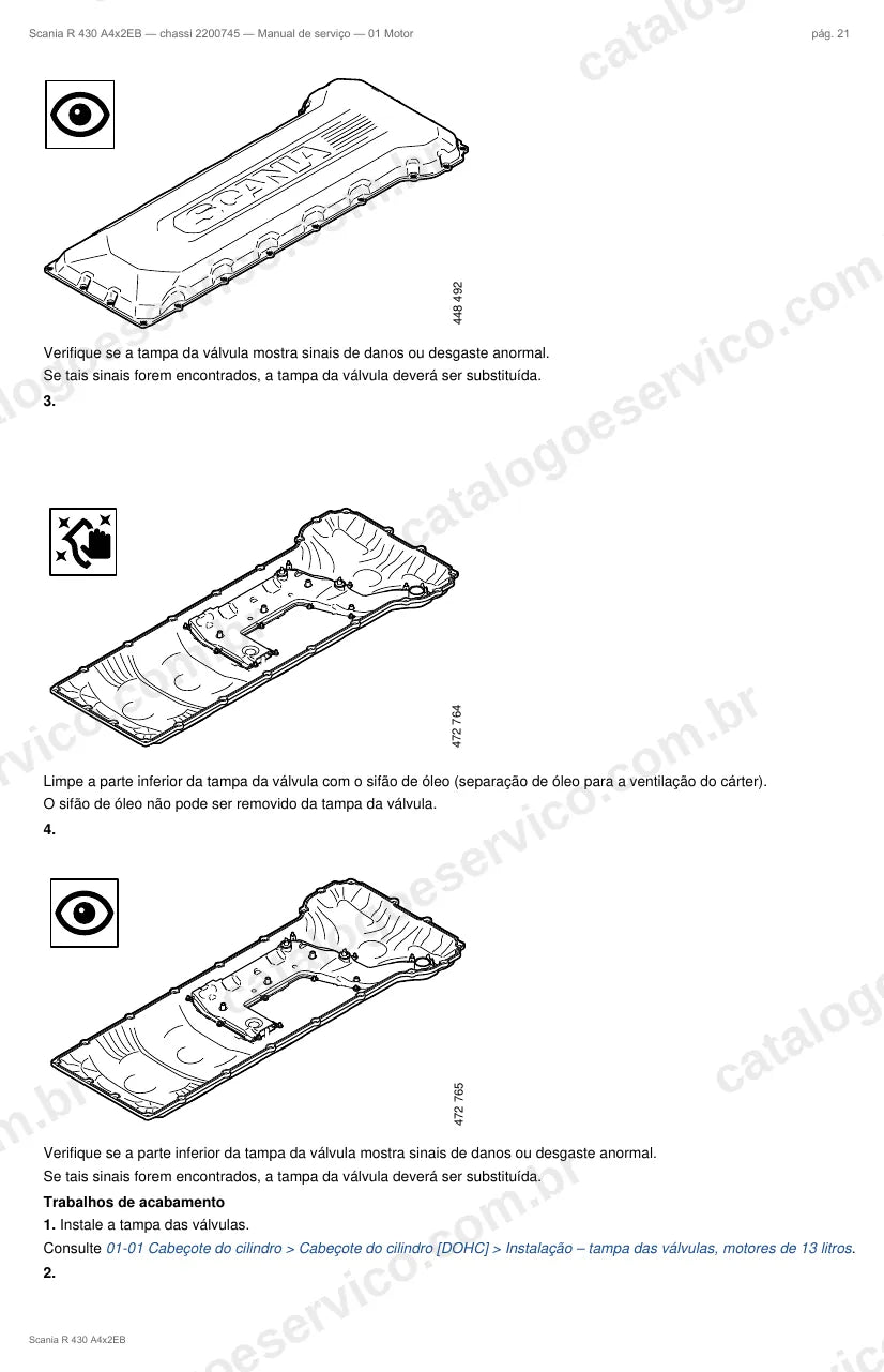 Ilustração do grupo motor no Manual de Serviço Scania R 430