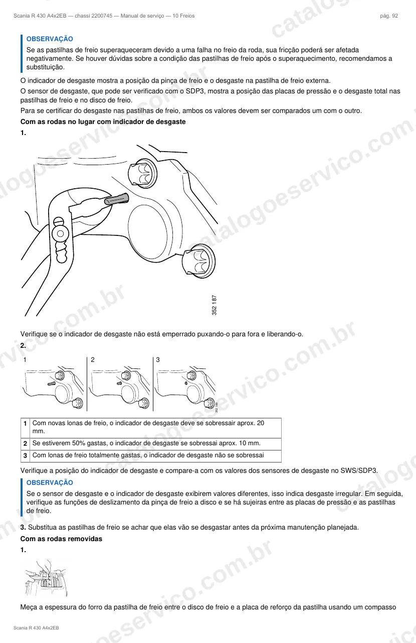 Ilustração do grupo freios no Manual de Serviço Scania R 430