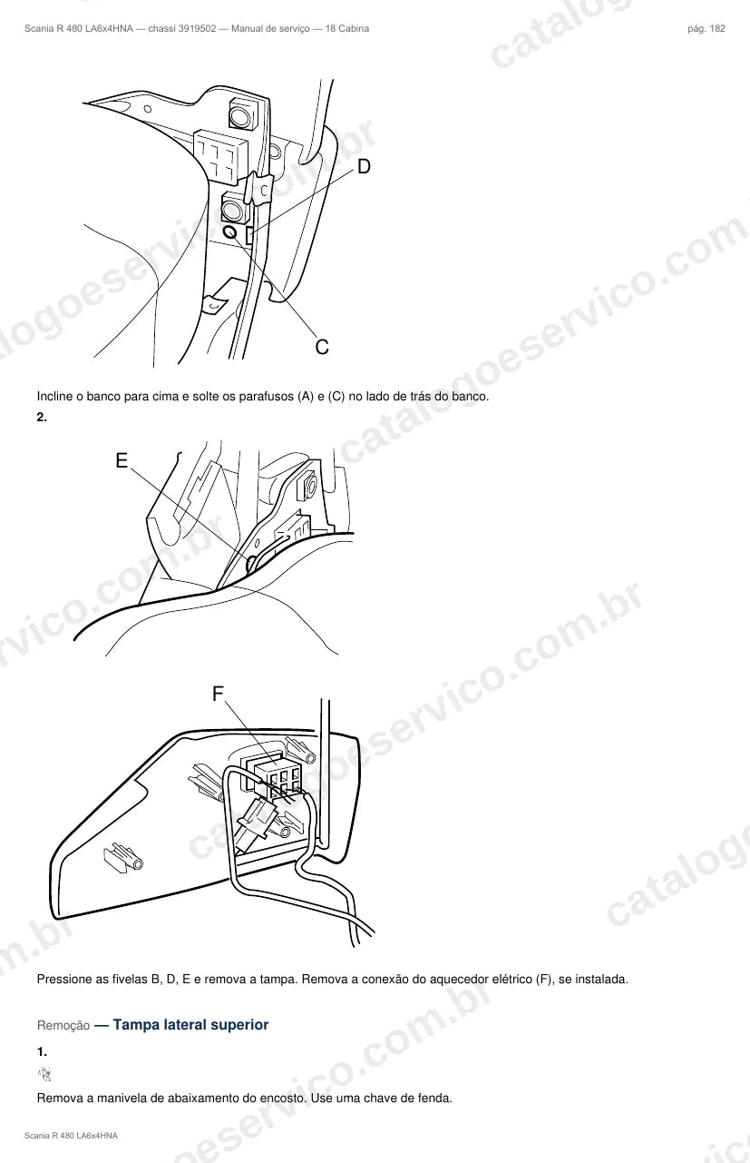 Ilustração do grupo cabine no Manual de Serviço Scania R 480