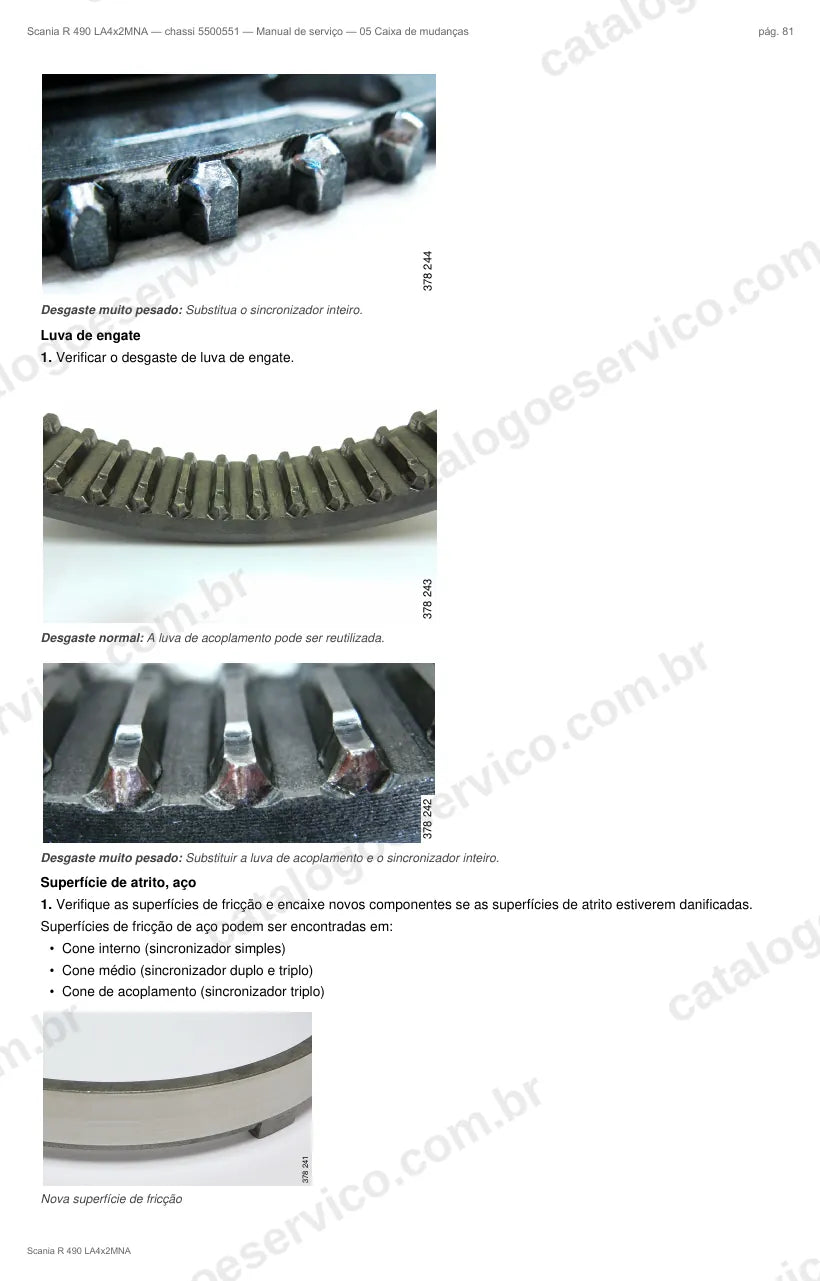 Ilustração do grupo caixa de mudanças no Manual de Serviço Scania R 490