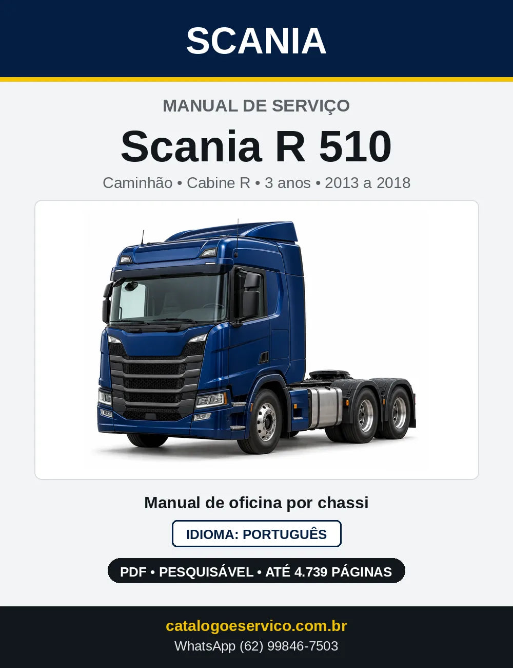 Capa do Manual de Serviço Scania R 510 em PDF