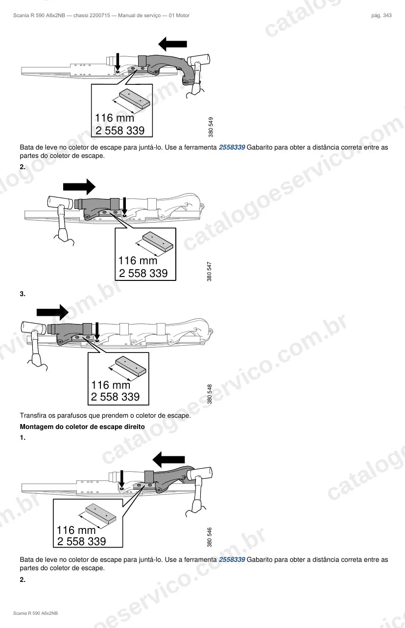 Ilustração do grupo motor no Manual de Serviço Scania R 590