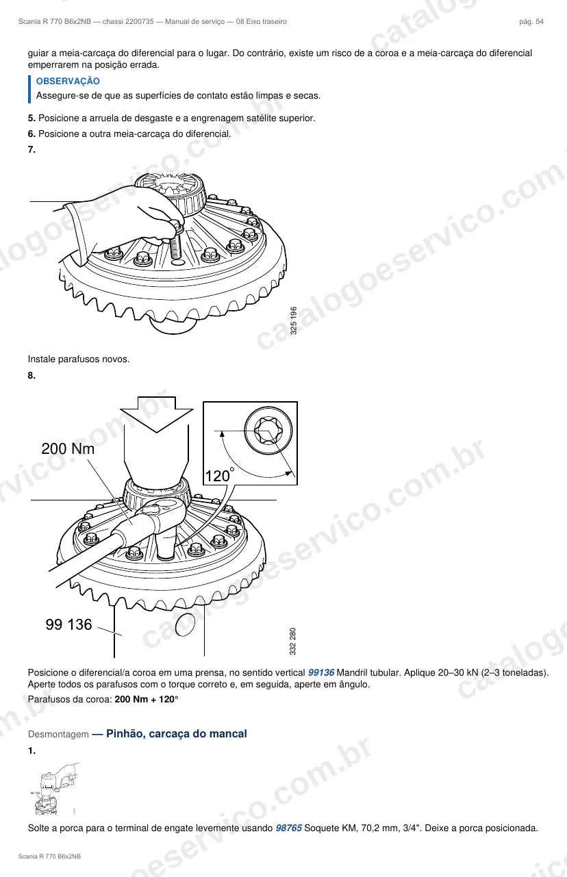 Ilustração do grupo eixo traseiro no Manual de Serviço Scania R 770