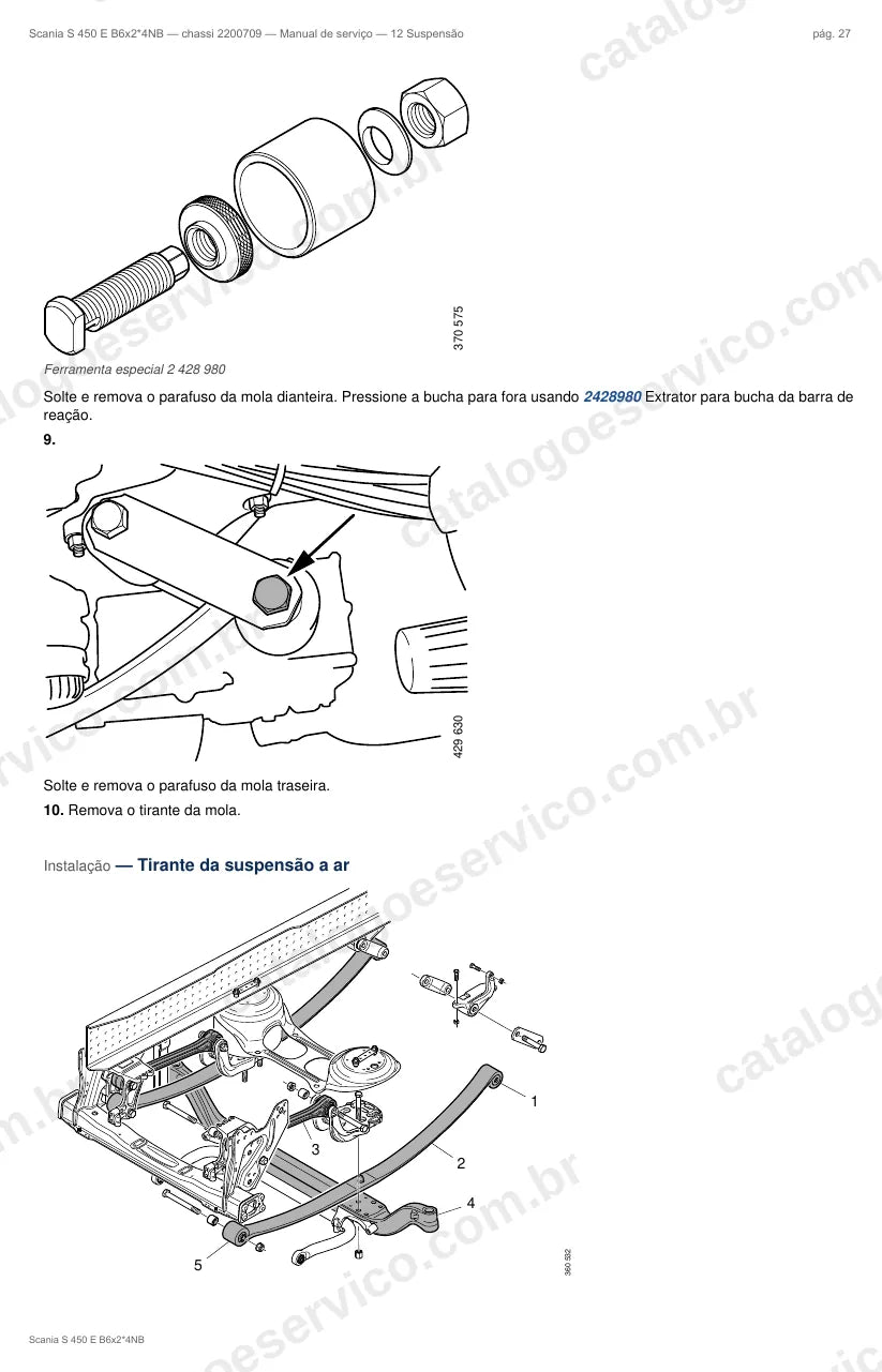 Ilustração do grupo suspensão no Manual de Serviço Scania S 450