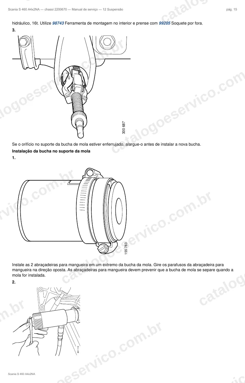 Ilustração do grupo suspensão no Manual de Serviço Scania S 460