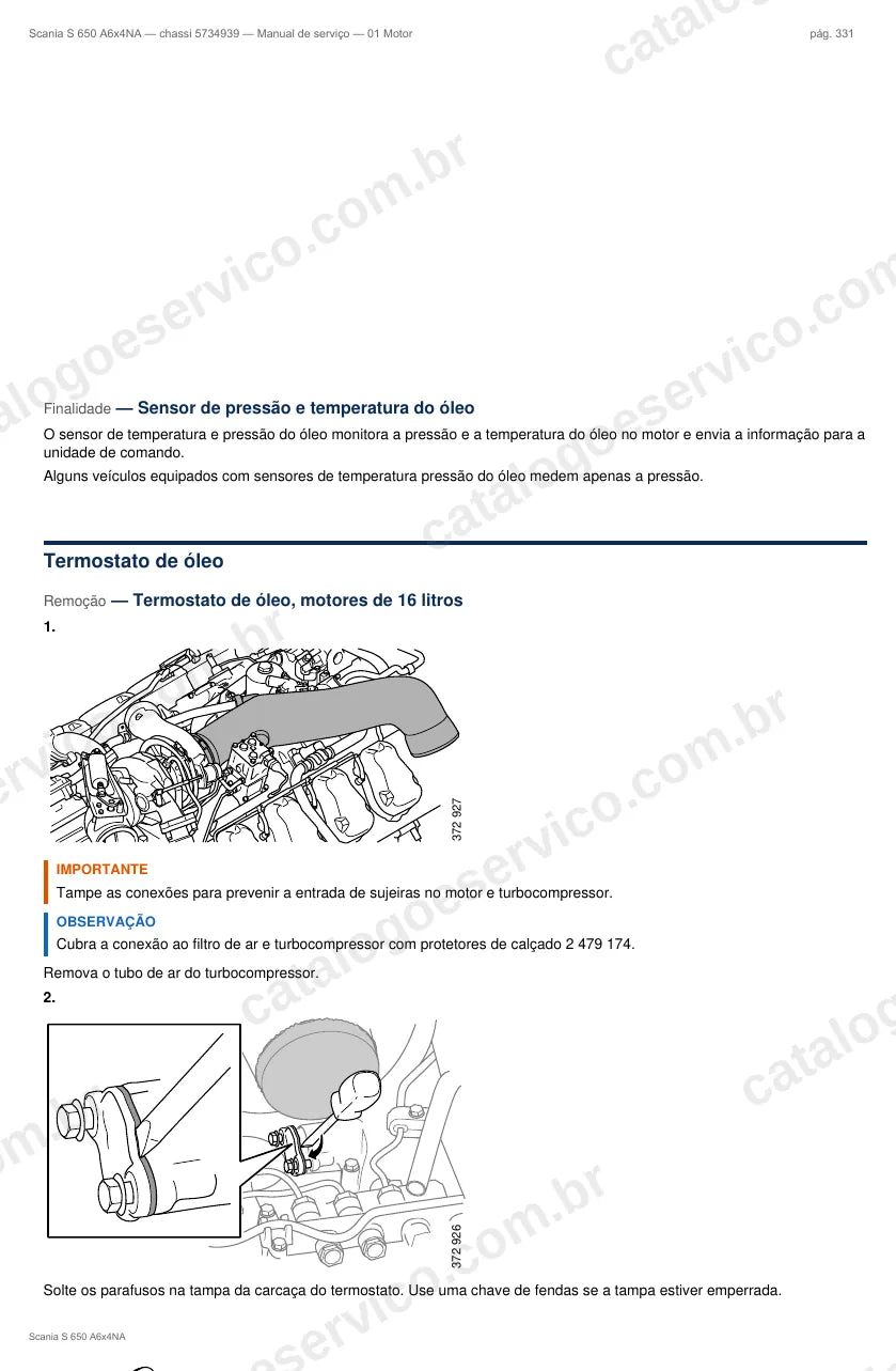 Ilustração do grupo motor no Manual de Serviço Scania S 650