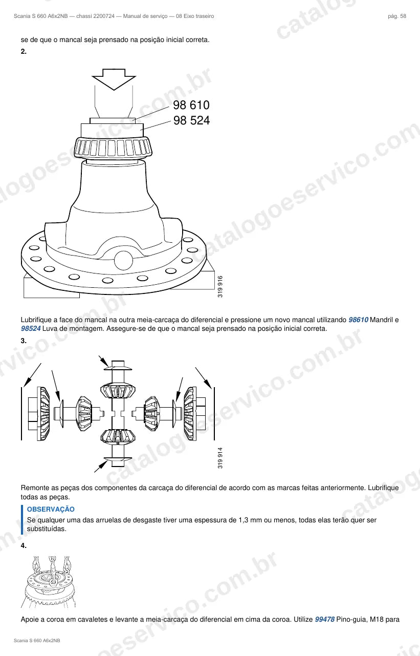 Ilustração do grupo eixo traseiro no Manual de Serviço Scania S 660