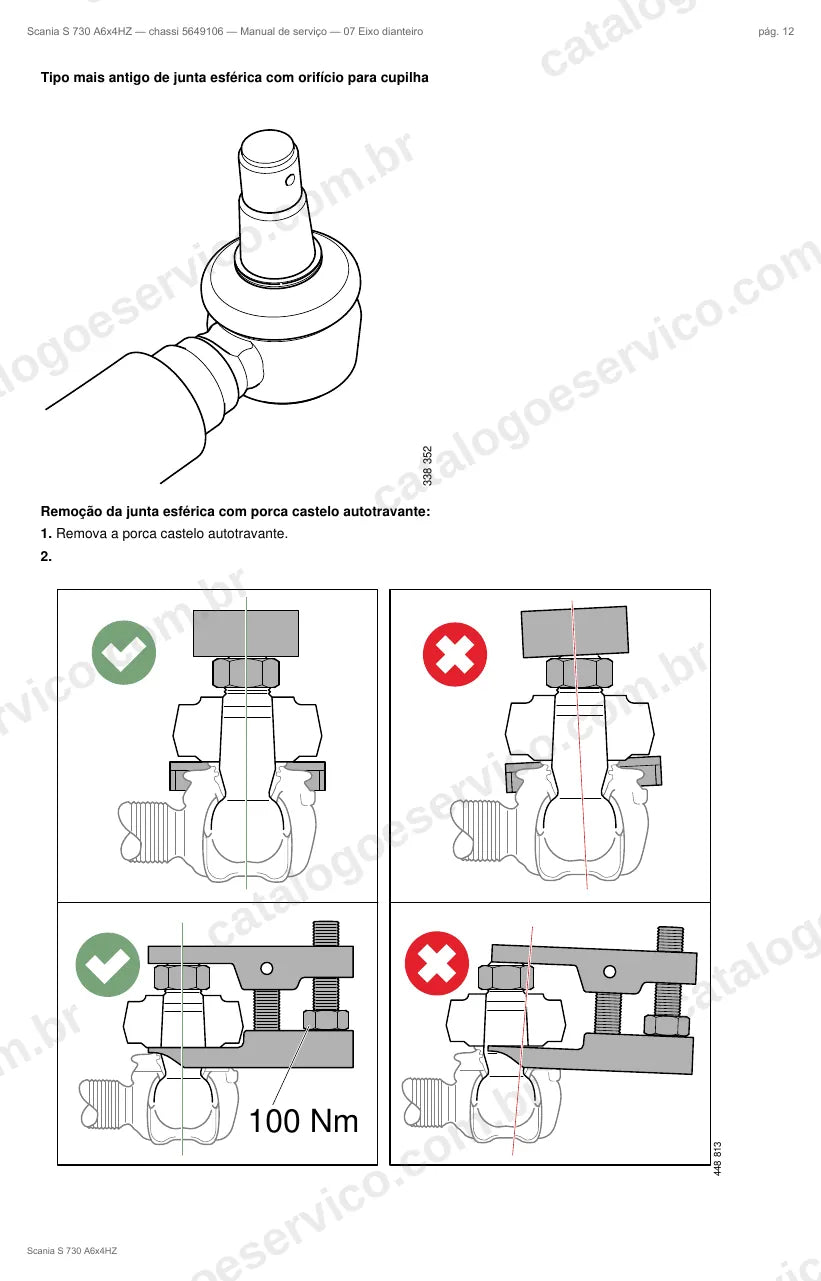 Ilustração do grupo eixo dianteiro no Manual de Serviço Scania S 730