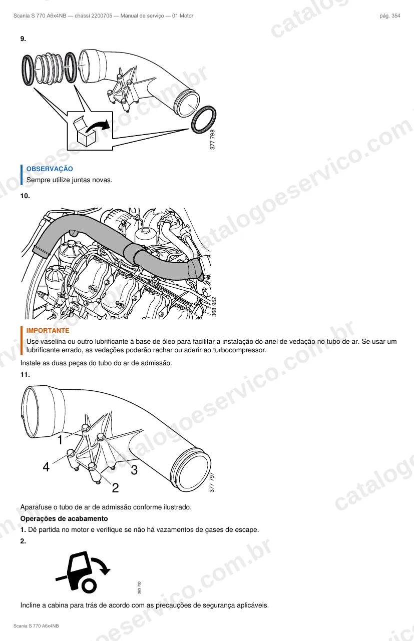 Ilustração do grupo motor no Manual de Serviço Scania S 770