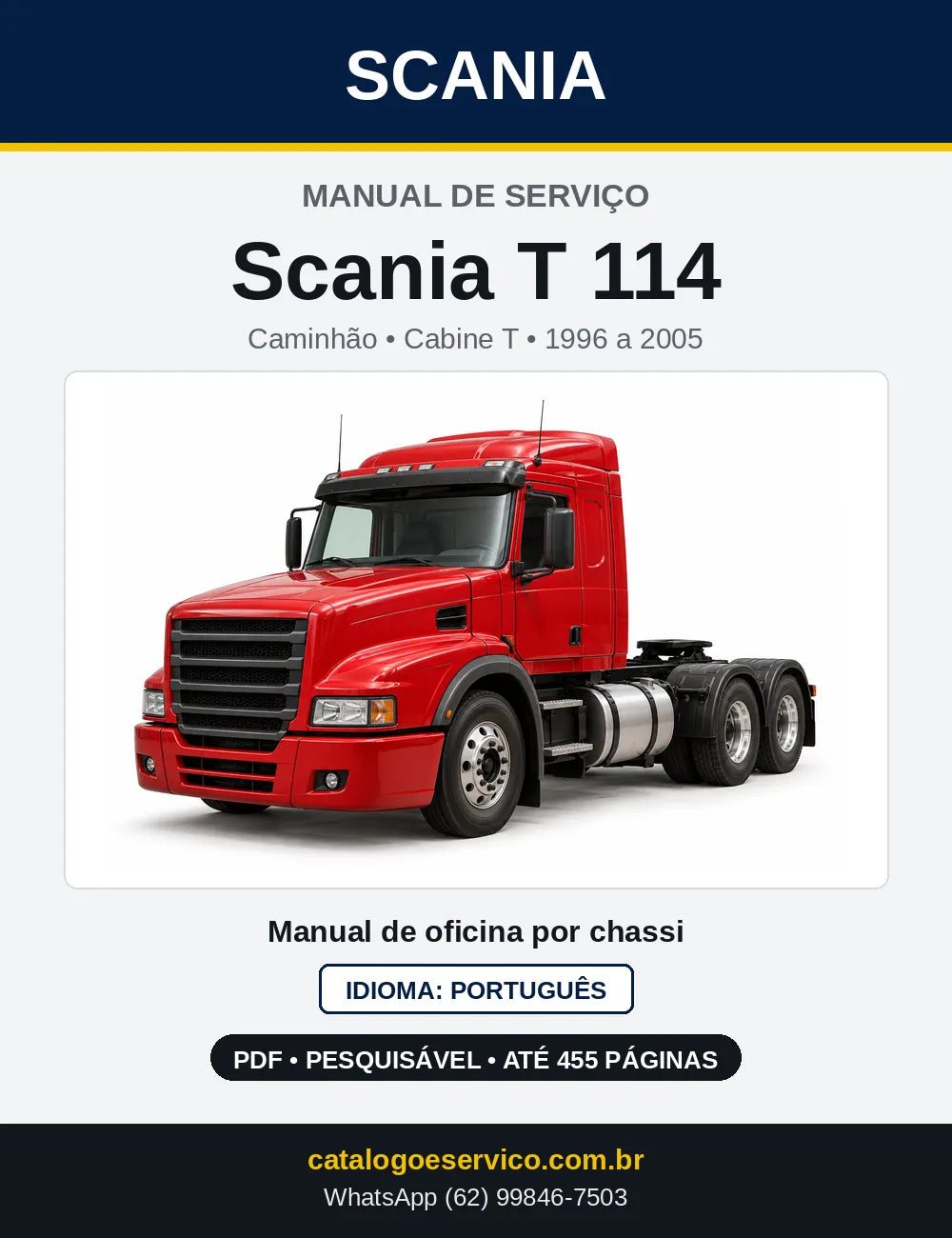 Capa do Manual de Serviço Scania T 114 em PDF