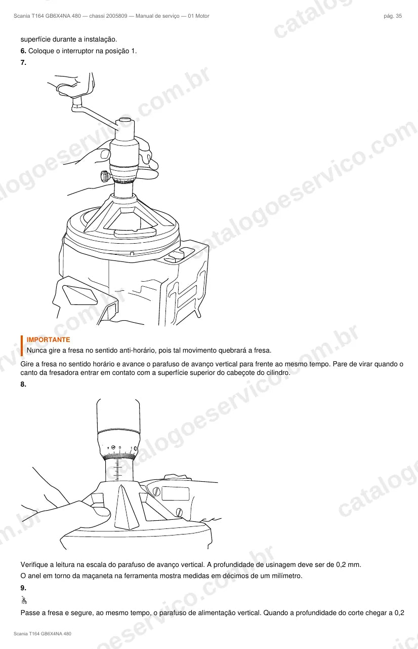 Ilustração do grupo motor no Manual de Serviço Scania T 164