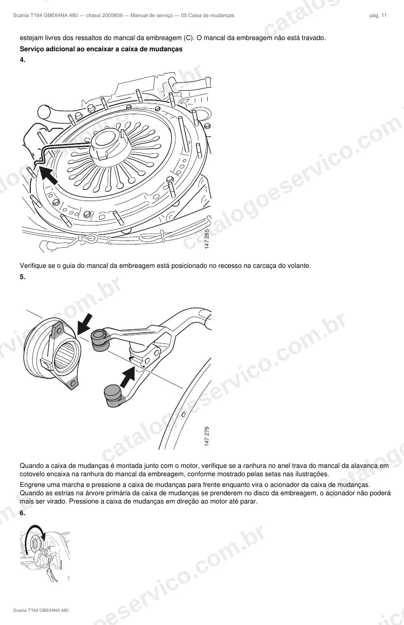 Ilustração do grupo caixa de mudanças no Manual de Serviço Scania T 164
