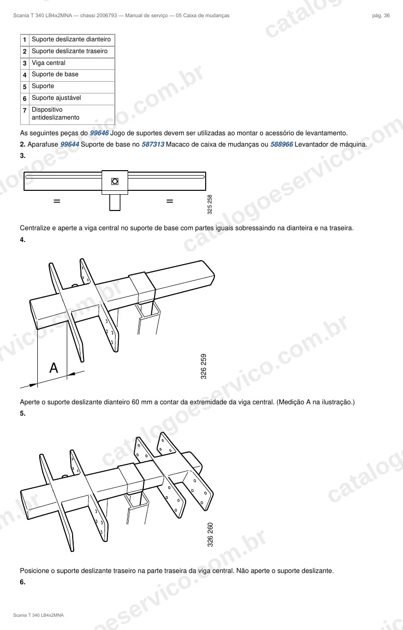 Ilustração do grupo caixa de mudanças no Manual de Serviço Scania T 340