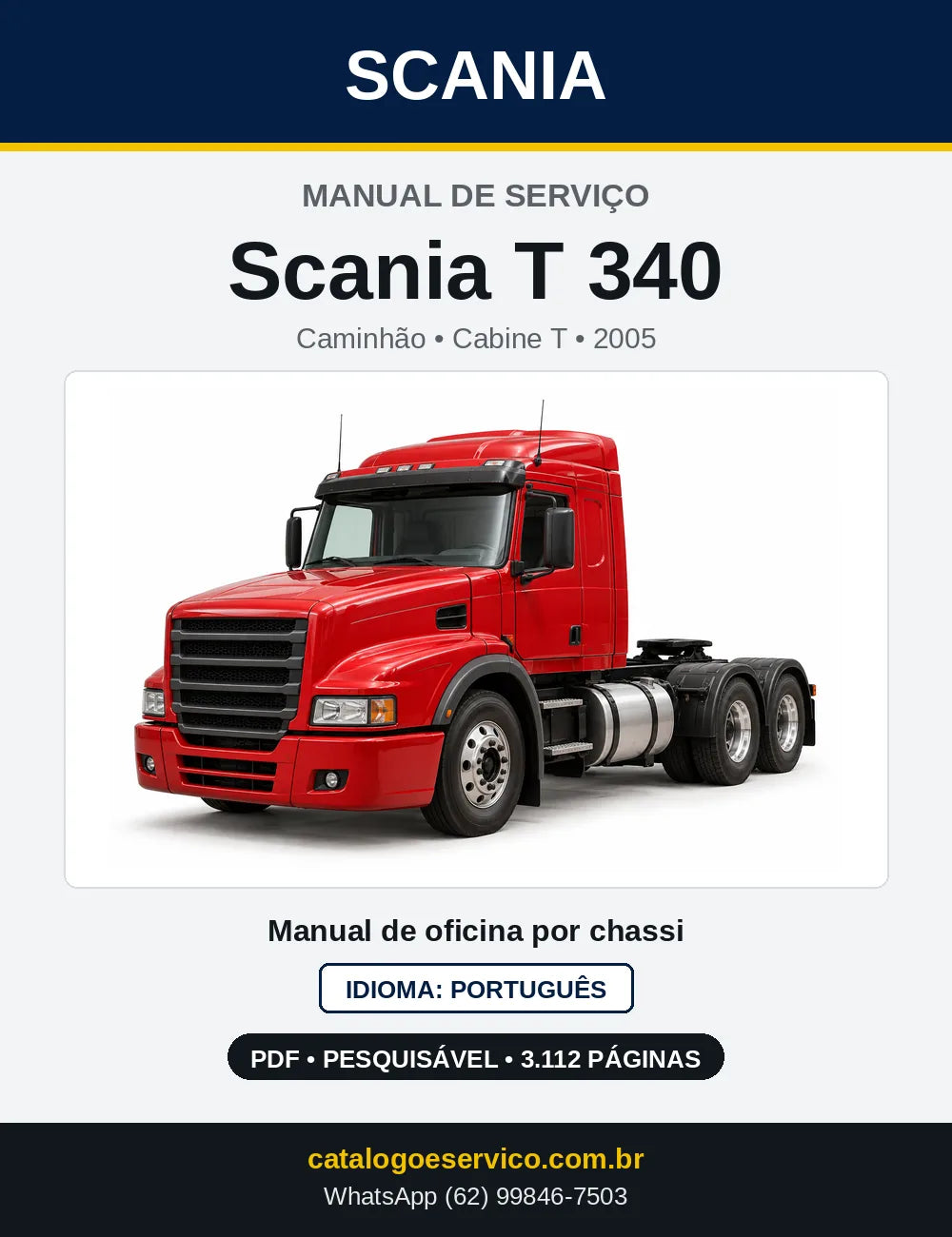 Capa do Manual de Serviço Scania T 340 em PDF