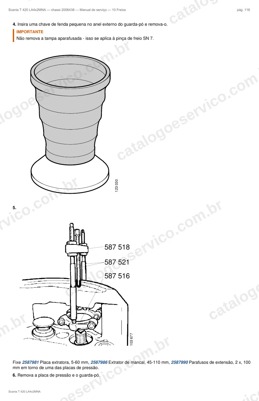 Ilustração do grupo freios no Manual de Serviço Scania T 420