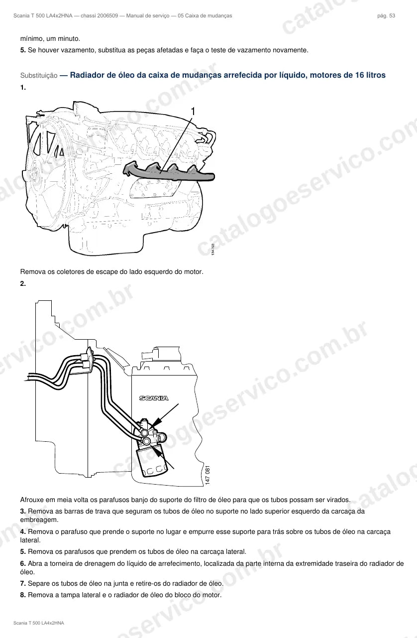 Ilustração do grupo caixa de mudanças no Manual de Serviço Scania T 500
