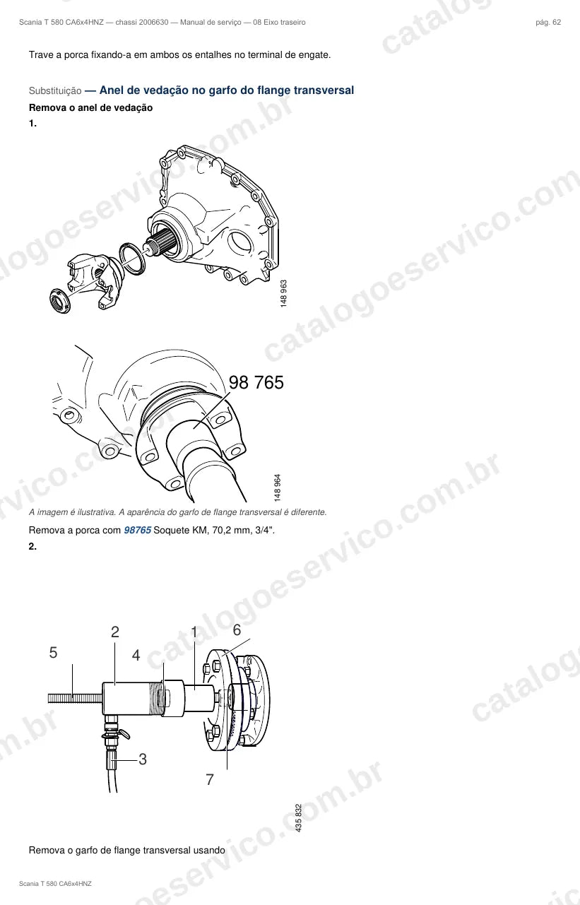 Ilustração do grupo eixo traseiro no Manual de Serviço Scania T 580