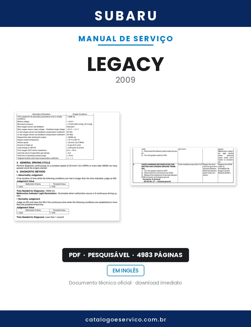 Manual de Serviço Subaru Legacy — capa