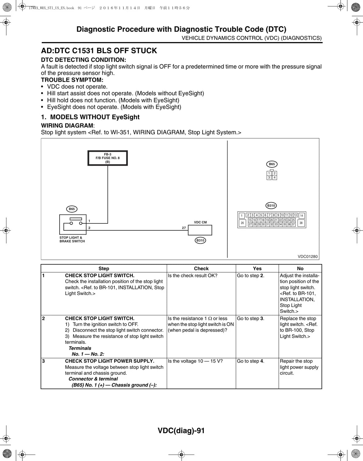 Manual de Serviço Subaru WRX / WRX STI — página do manual 1