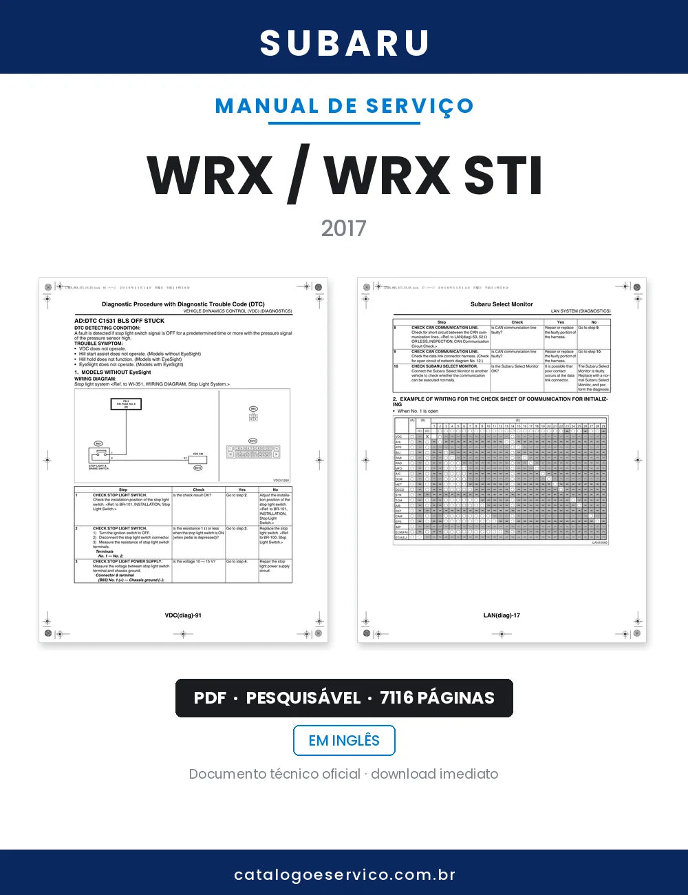 Manual de Serviço Subaru WRX / WRX STI — capa