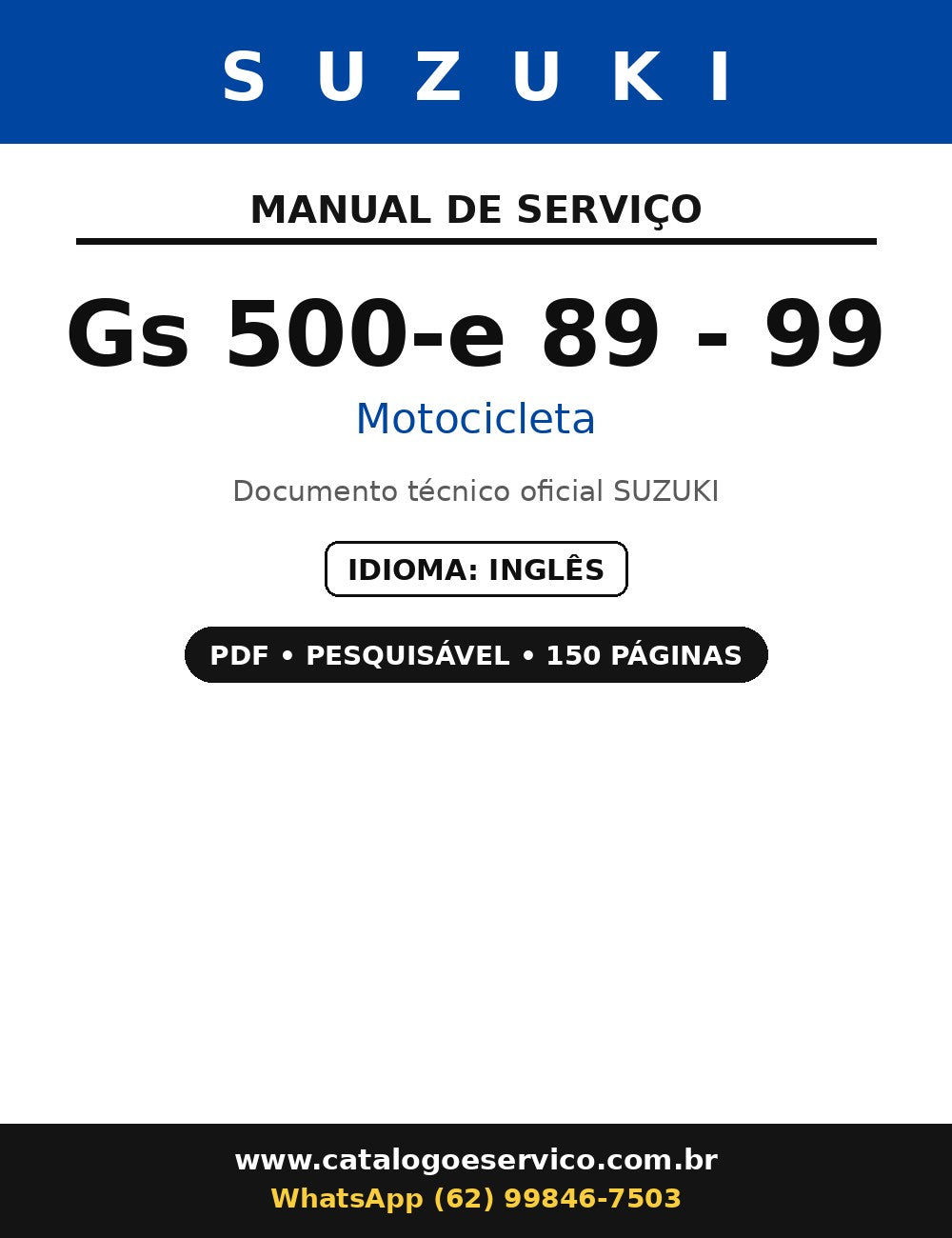 Manual De Serviço Suzuki Gs 500-e 89 - 99