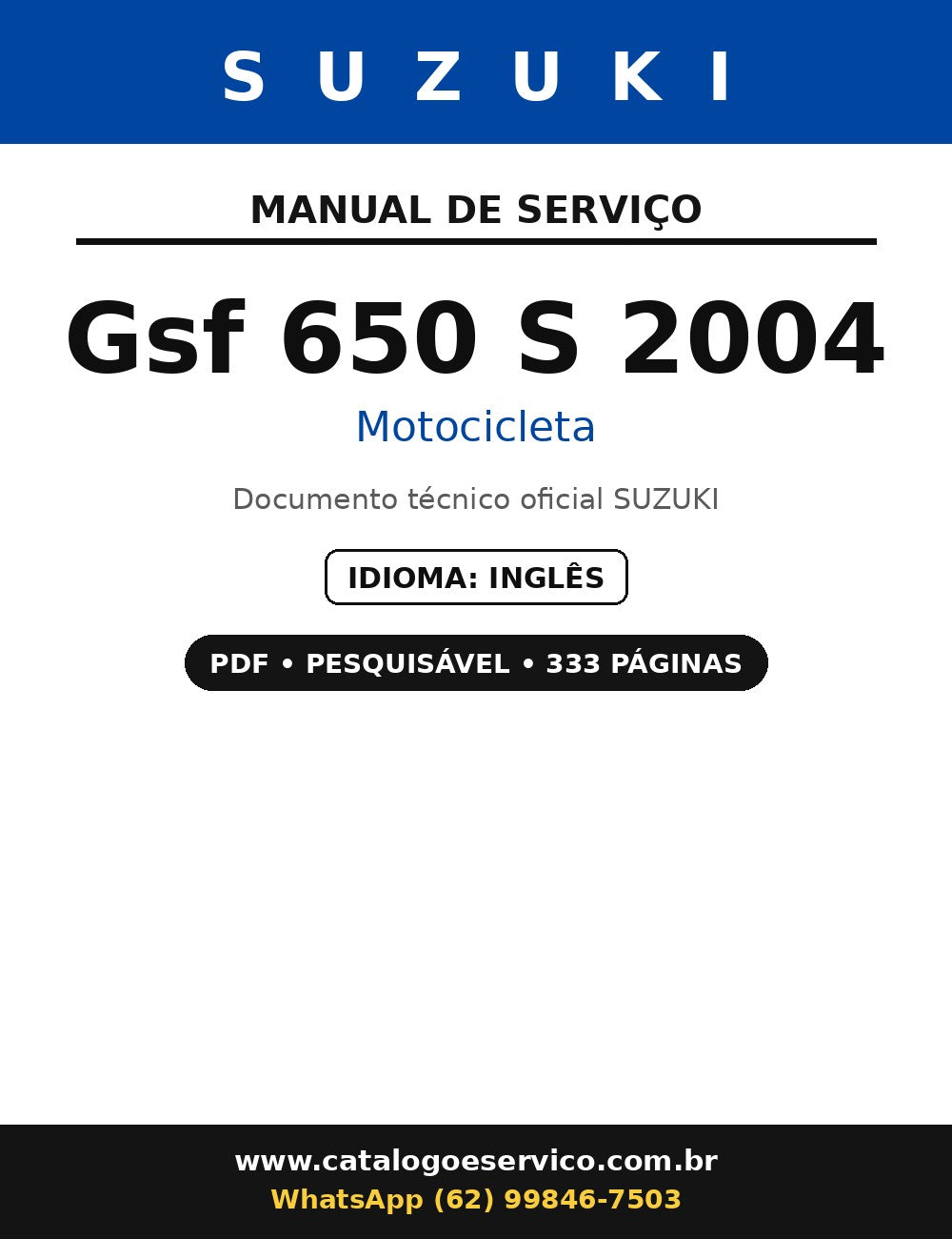 Manual De Serviço Suzuki Gsf 650 S 2004