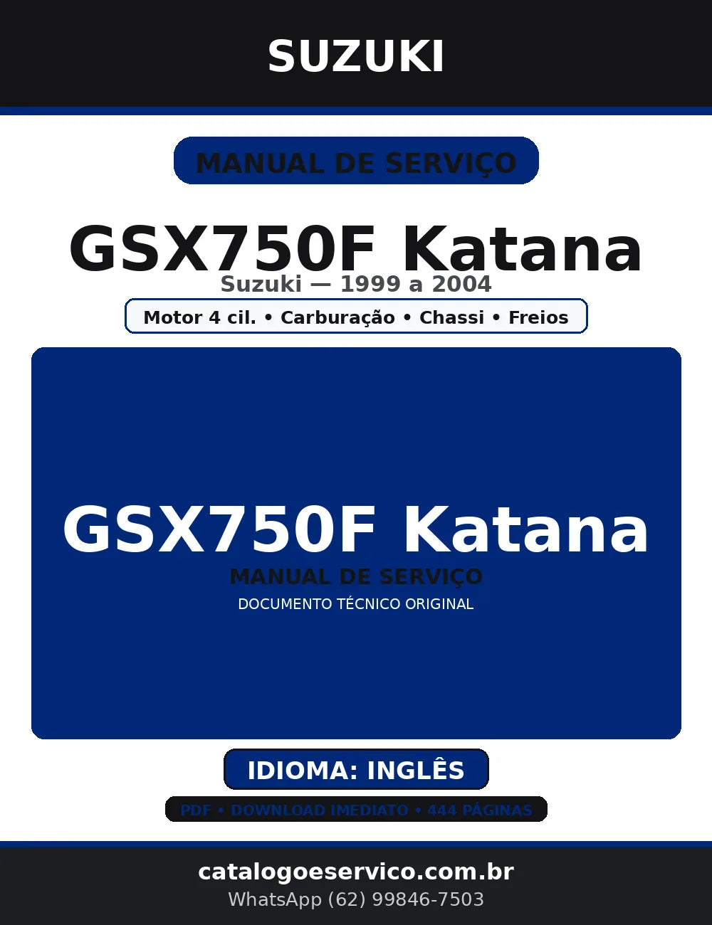 Manual de Serviço Suzuki GSX750F Katana 1999-2004 — Service (PDF) — capa