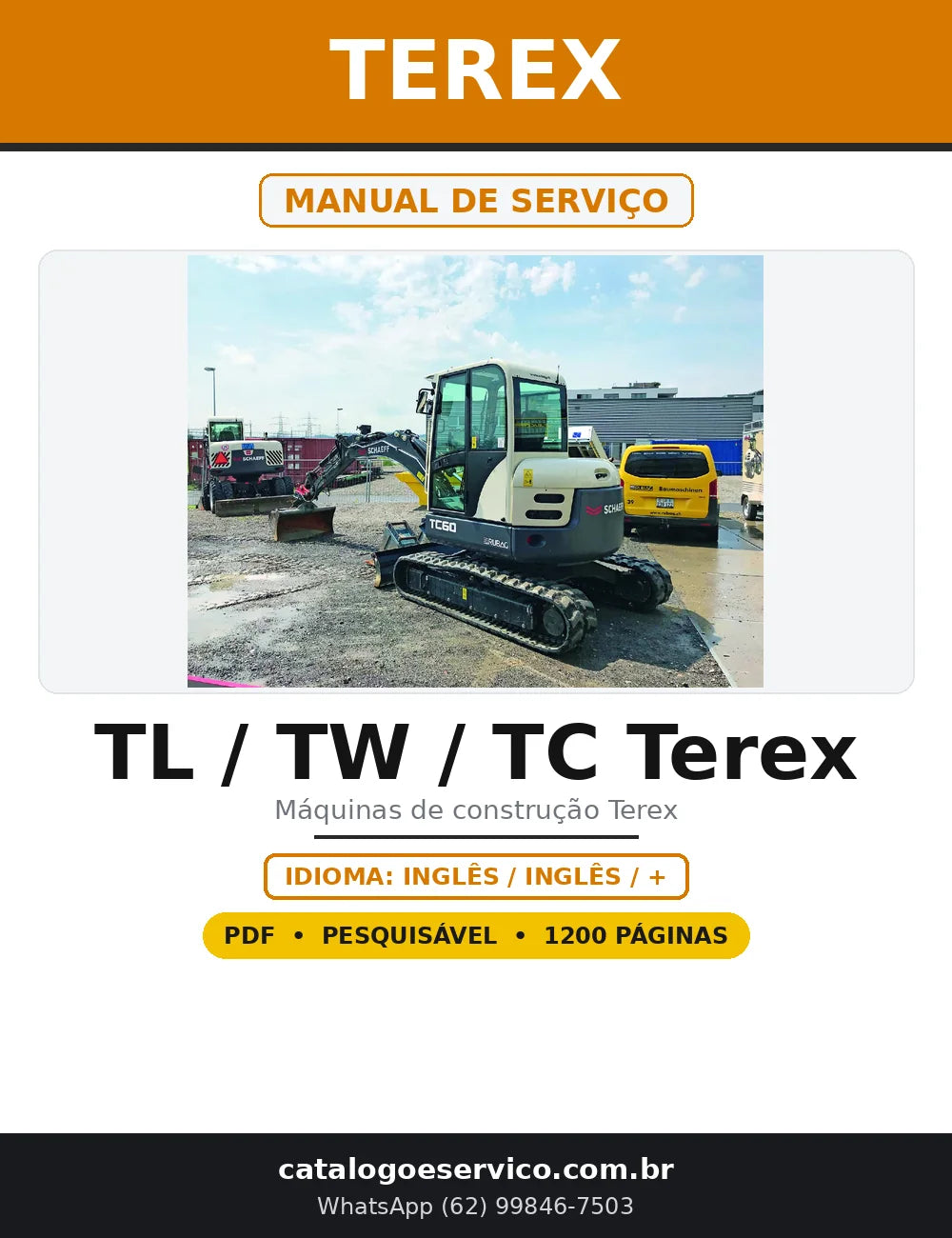 Capa do Manual de Serviço Terex TL, TW, TC e SKL em PDF com 1.200 páginas