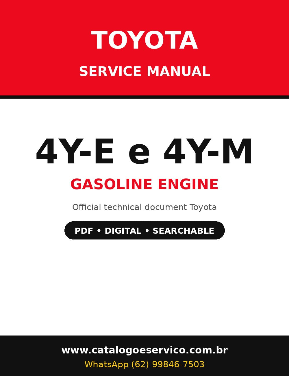 Manual de Serviço Toyota 4Y-E e 4Y-M - Motor a Gasolina (Inglês)