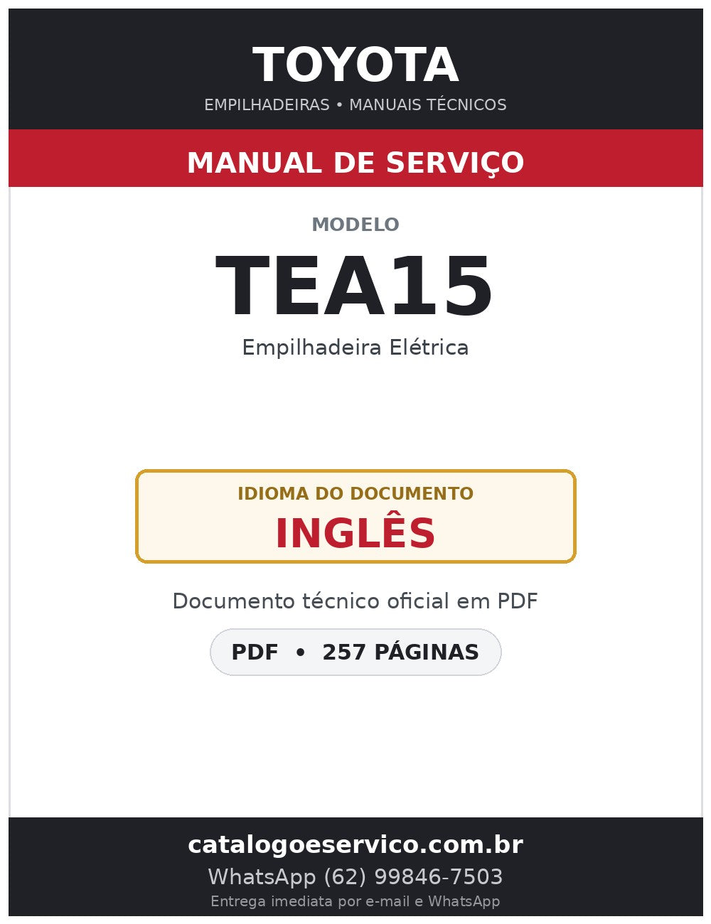 Manual de Serviço Toyota TEA15 Empilhadeira Elétrica
