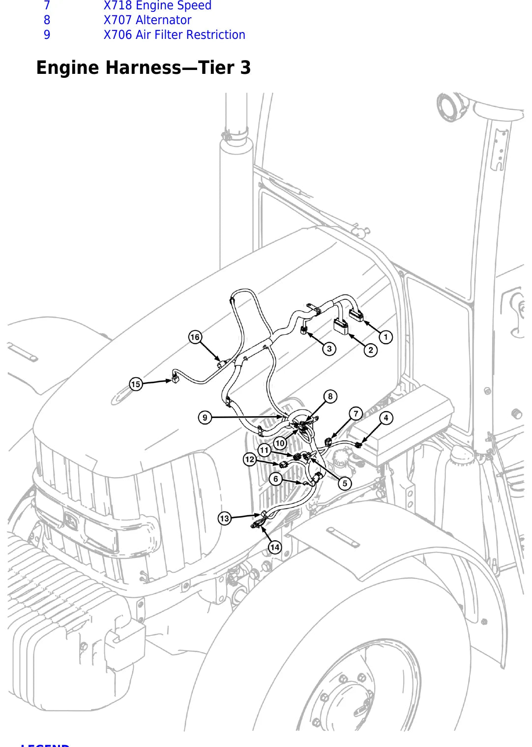 Página interna com ilustração técnica — John Deere 6100D / 6110D / 6115D (amostra 1 de 2)