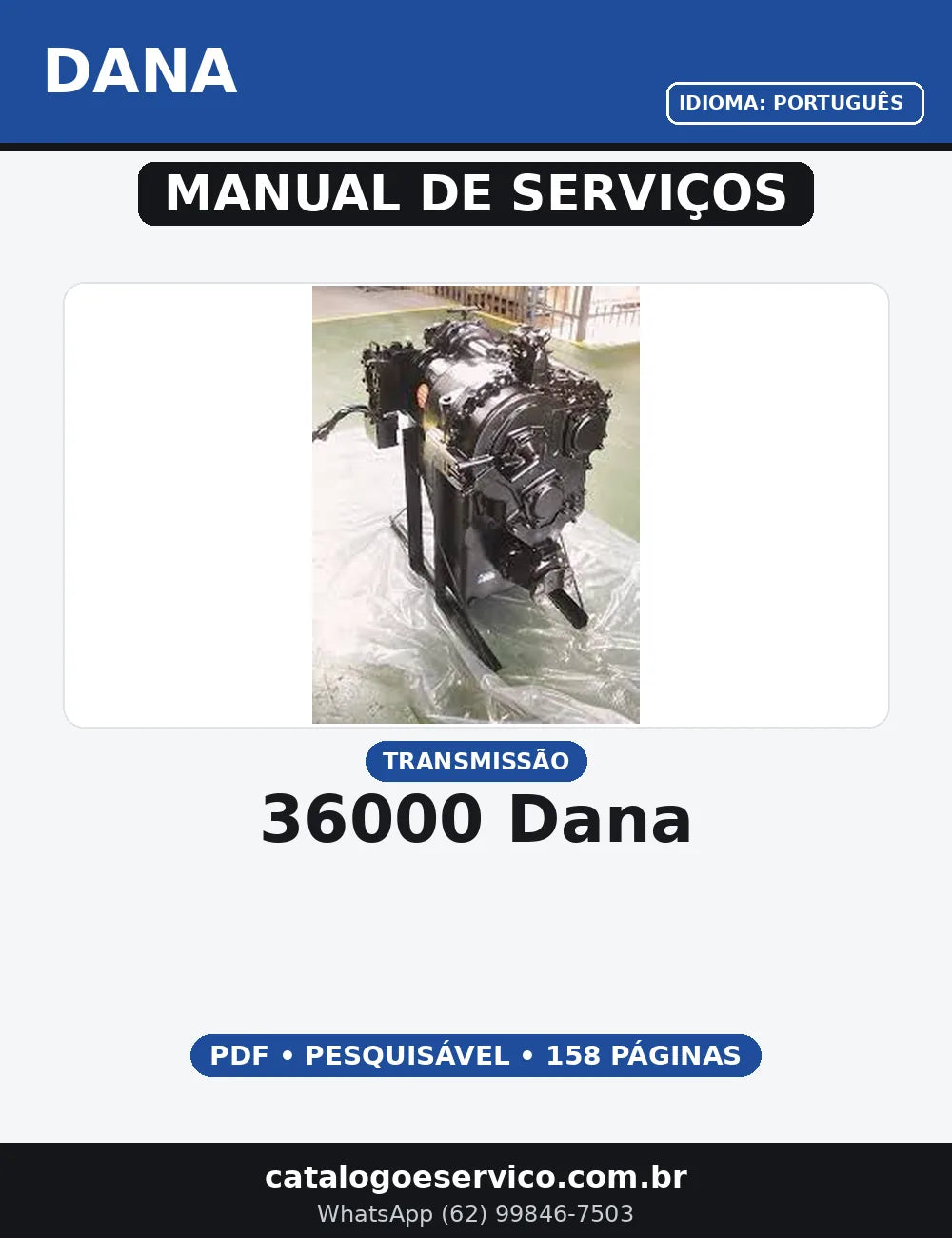 MANUAL DE SERVIÇO TRANSMISSÃO - 36000 DANA — capa do manual de serviço