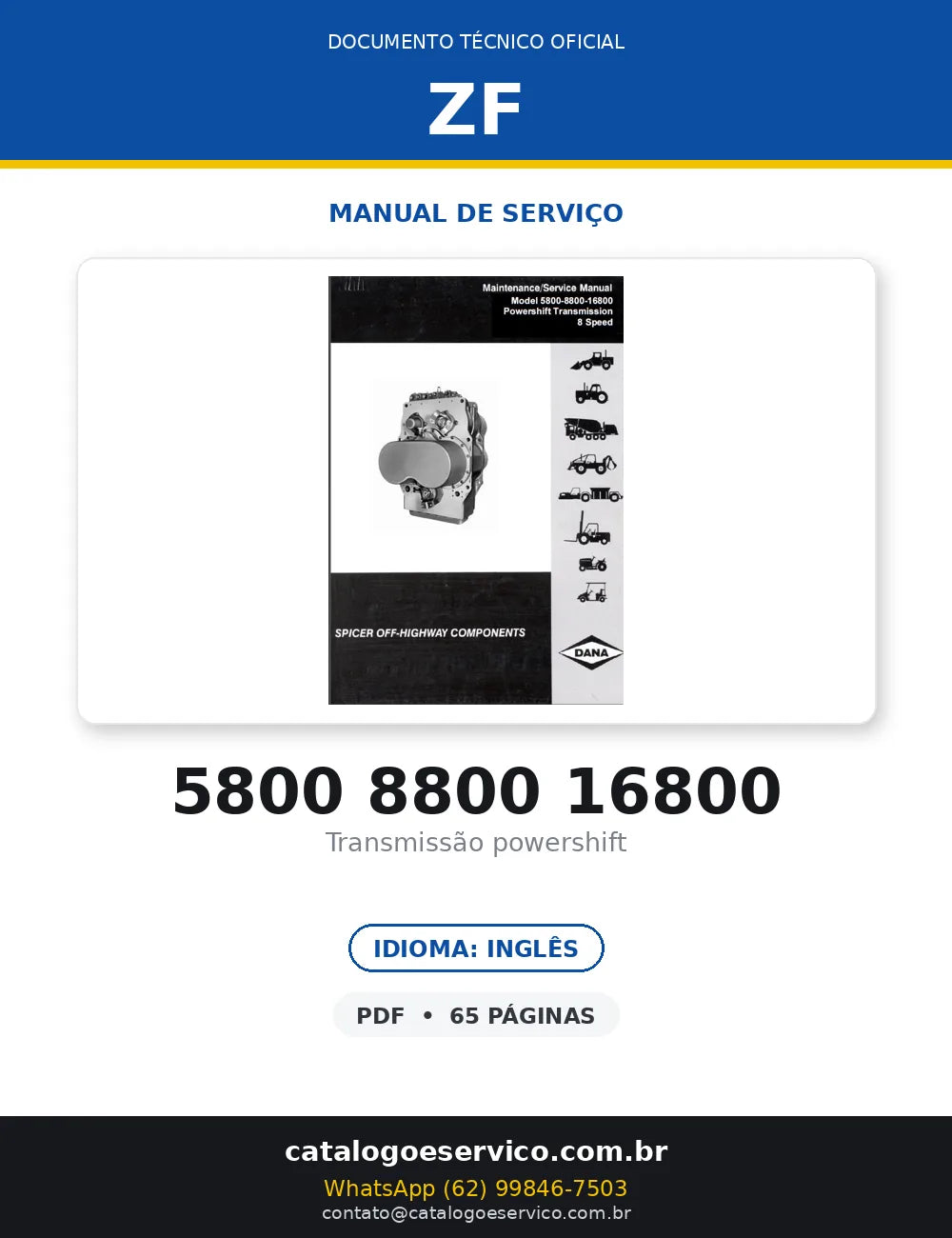 MANUAL DE SERVIÇO TRANSMISSÃO - 5800-8800-16800 - POWERSHIFT — capa