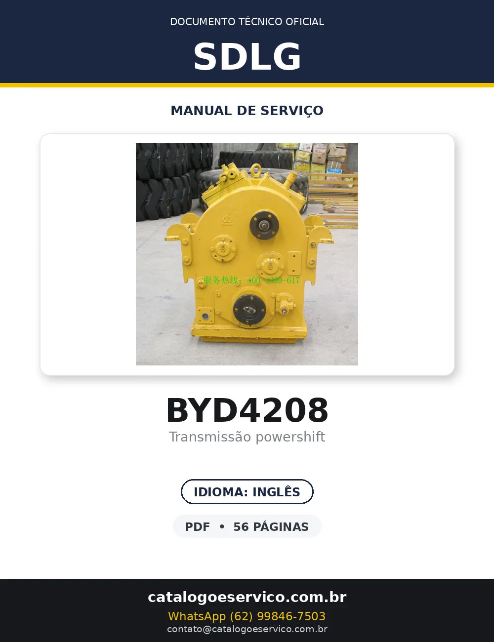 MANUAL DE SERVIÇO TRANSMISSÃO - BYD4208 - SDLG — capa