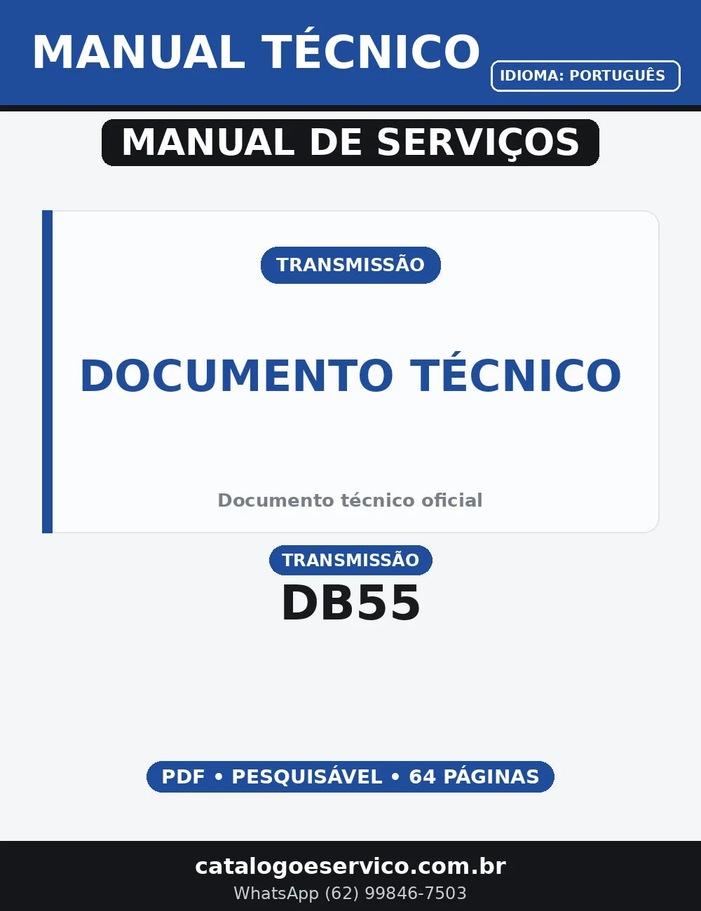 MANUAL DE SERVIÇO TRANSMISSÃO - DB55 — capa do manual de serviço
