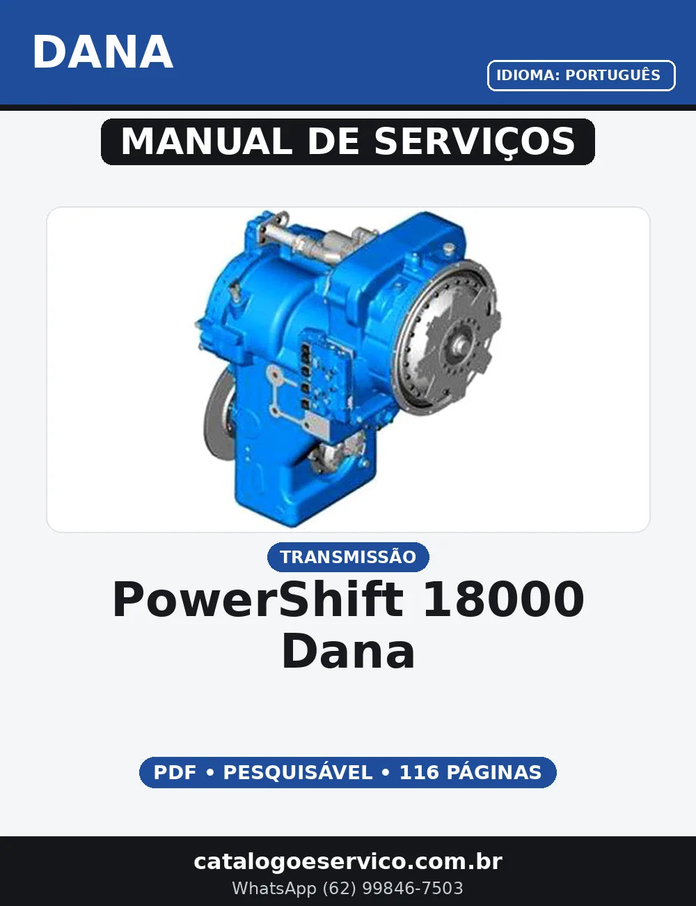 MANUAL DE SERVIÇO TRANSMISSÃO POWERSHIFT 18000 DANA — capa do manual de serviço