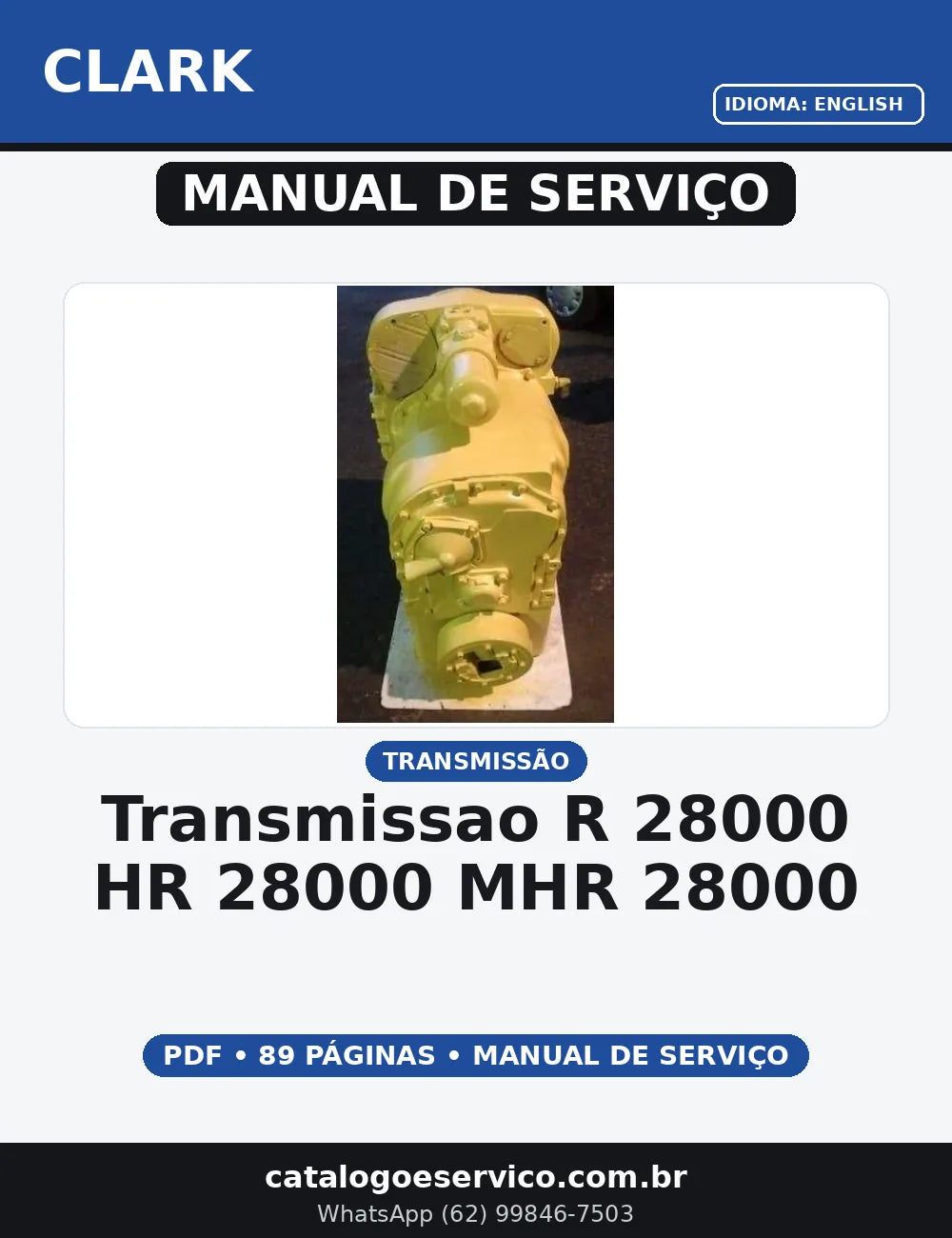 MANUAL DE SERVIÇO TRANSMISSAO R- 28000 HR-28000 MHR-28000 CLARK — capa do manual de serviço